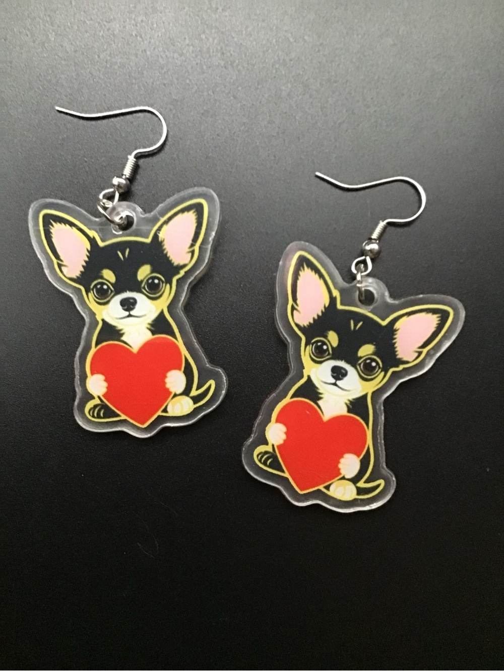 Chihuahua Heart Earrings